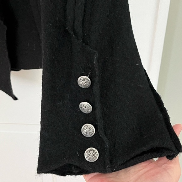 Soft Surroundings Black Double Breasted Boiled Wool Moto Jacket Size XS - Picture 5 of 16